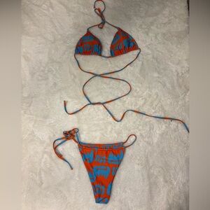 Orange and blue bikini